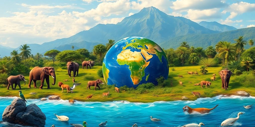 Grüne Erde, Tiere, Pflanzen, Ozeane, Berge