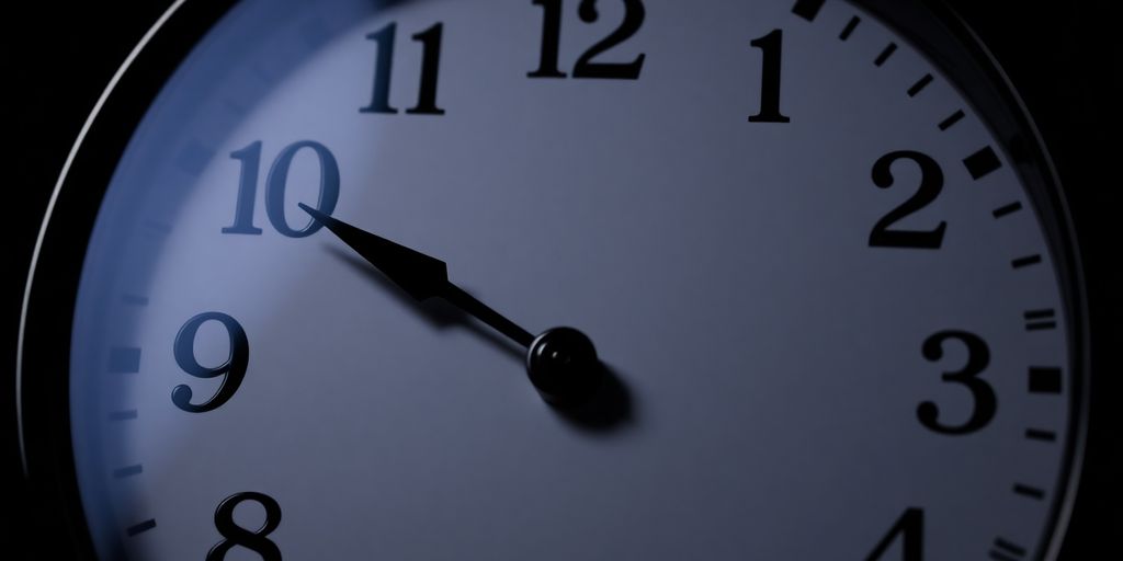Uhr mit gespiegelten Ziffern auf dunklem Hintergrund.