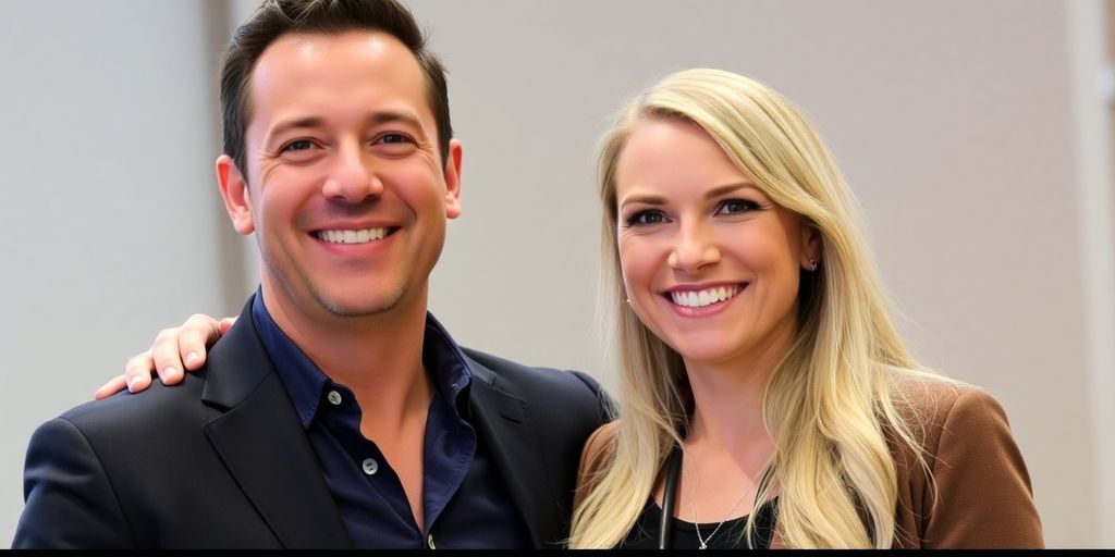 Jordan Belfort und seine Ehefrau lächeln