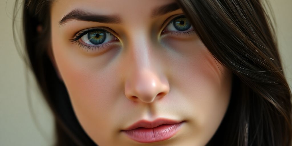 Junge Frau mit ernstem Gesichtsausdruck